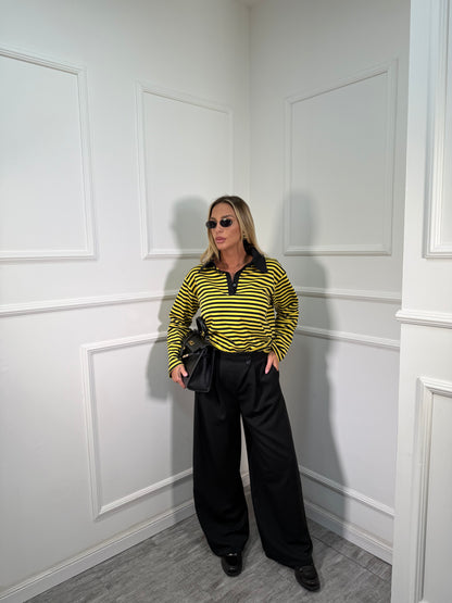 Pantaloni palazzo bustino asimmetrico Citylife nero 12728