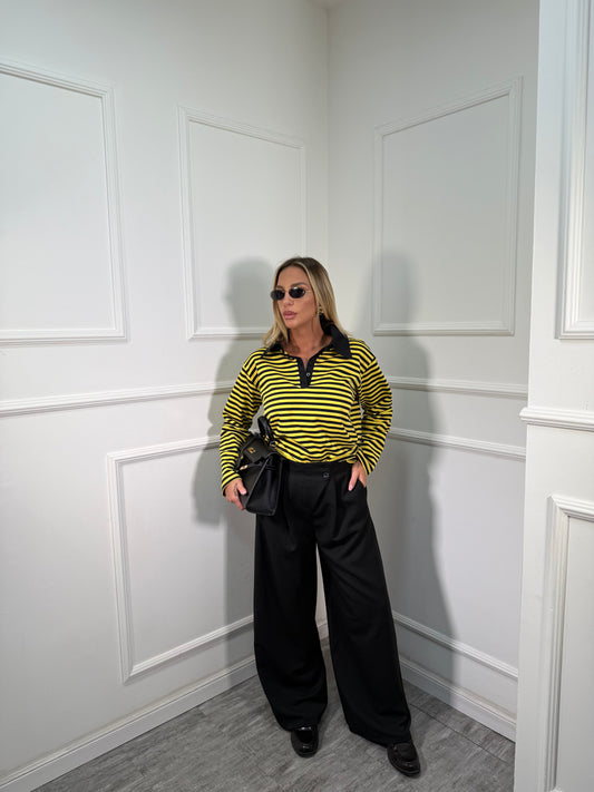 Pantaloni palazzo bustino asimmetrico Citylife nero 12728