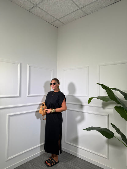 Abito midi in cotone Kisha nero