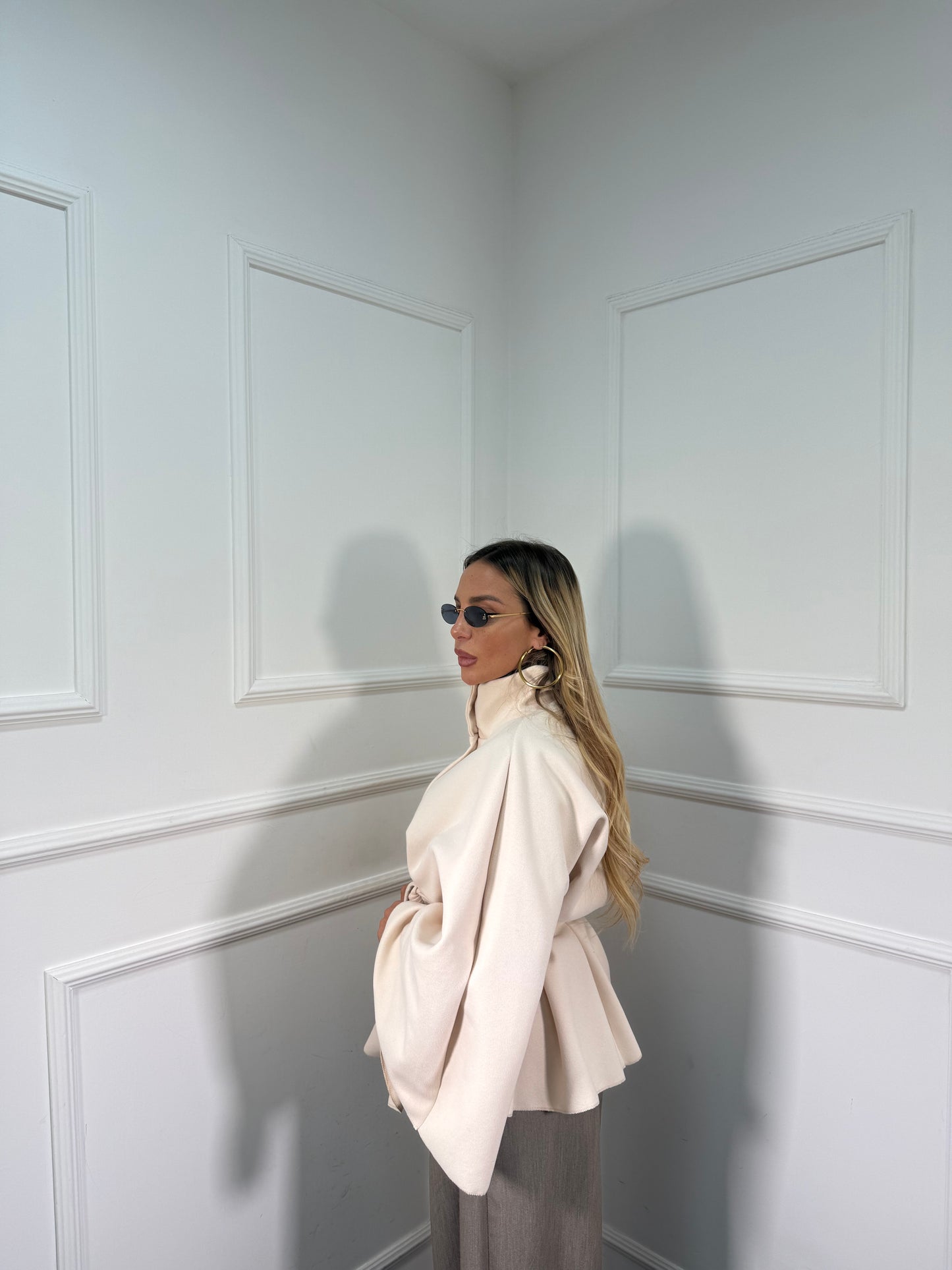 Mantella cappotto Georgette panna 25978