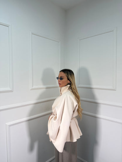 Mantella cappotto Georgette panna 25978