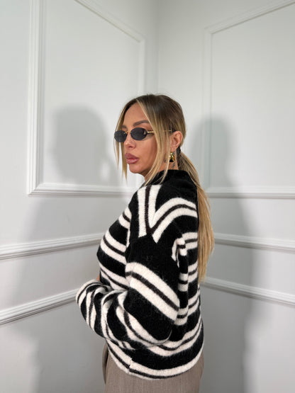 Pullover polo lana cotta Nina nero 33955