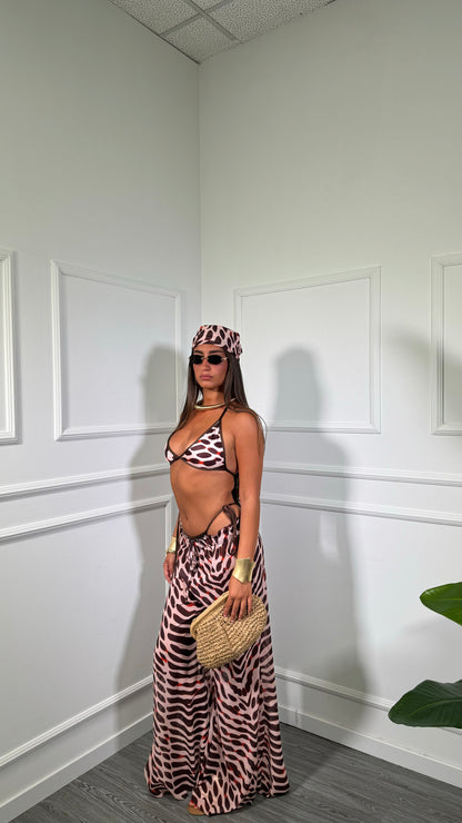 Costume con copricostume + bandana animalier marrone