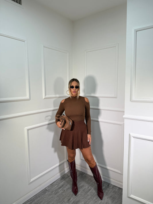 Gonna plissé in lana rasata Blair cacao zs8040