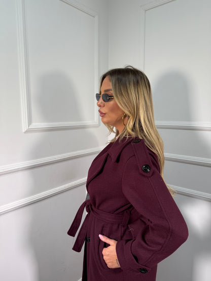 Cappotto in panno Marielle borgogna D385