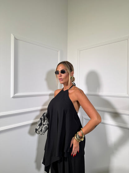 Coordinato con top lungo asimmetrico CURVY Magaluf nero 8638