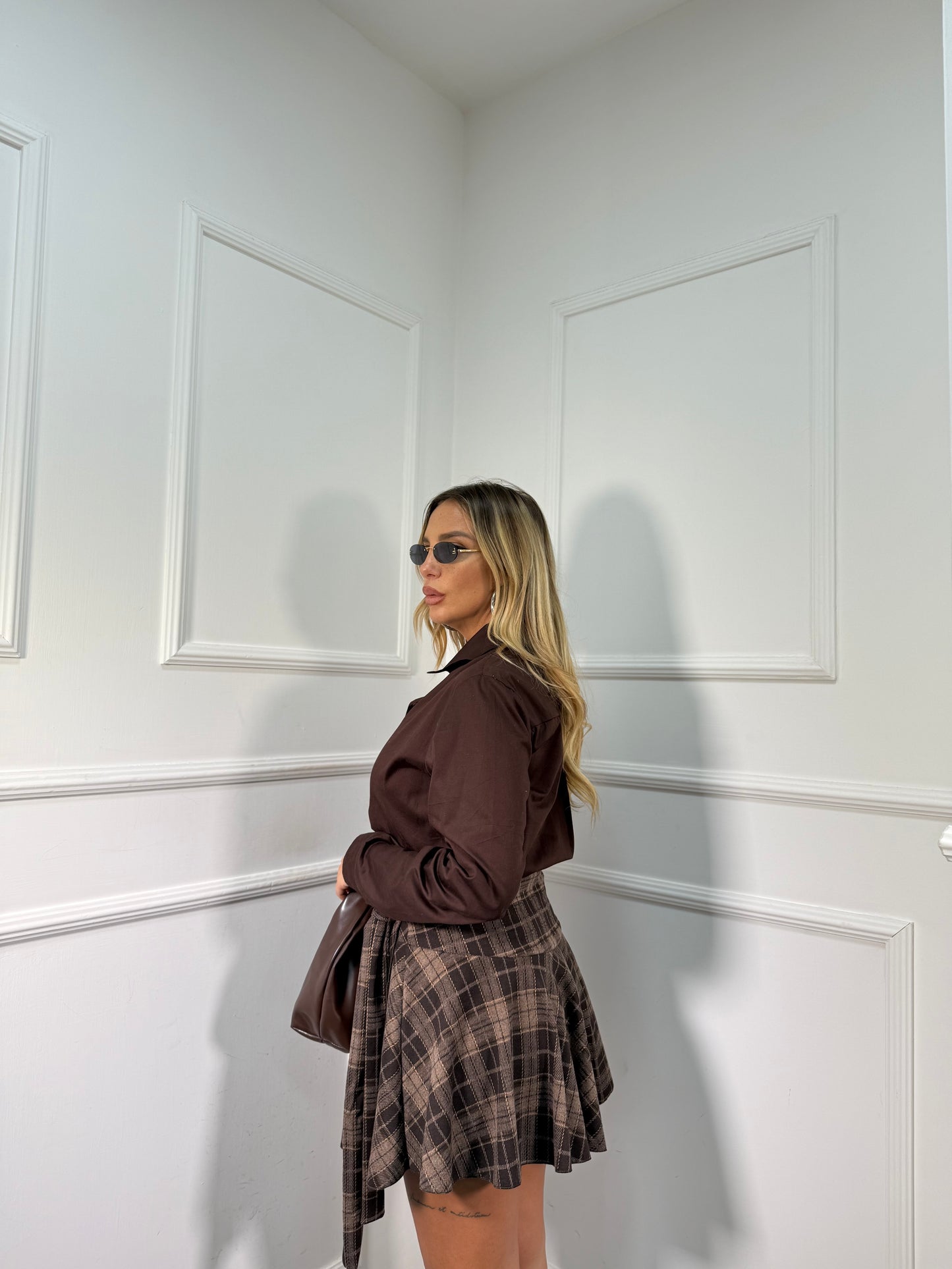 Gonna portafoglio in flanella Lola taupe/cacao 6843