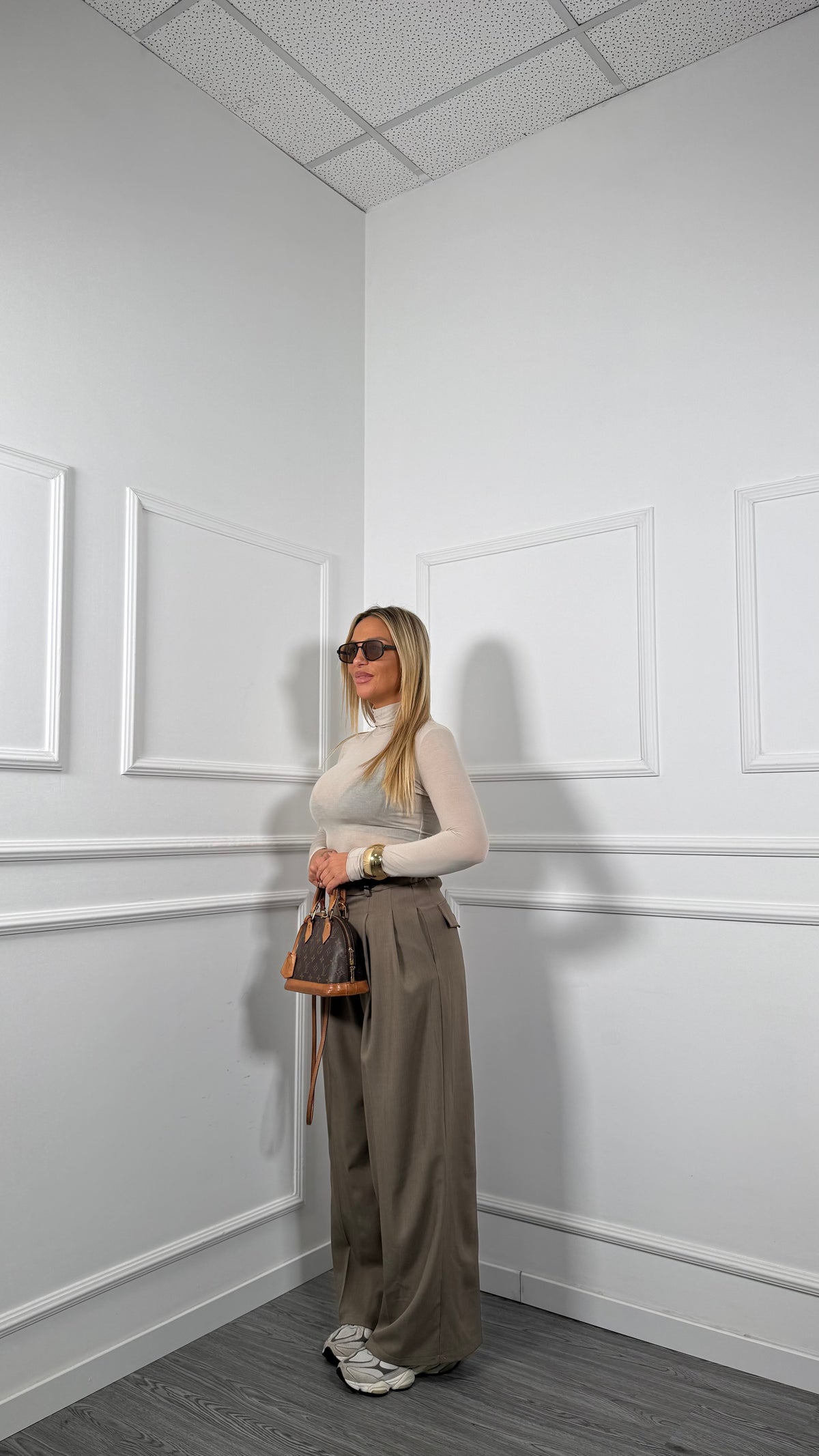 Pantaloni palazzo Office taupe  6271