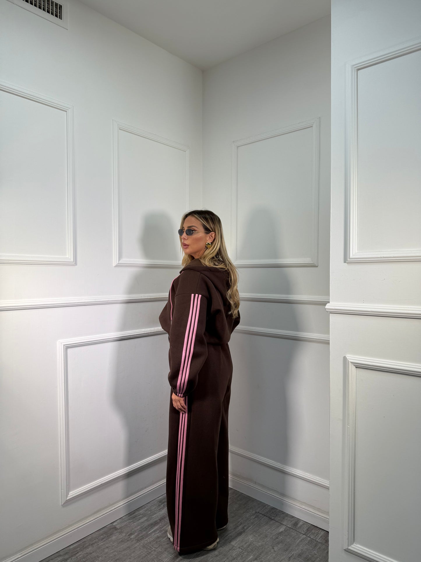 Coordinato in tuta Again cacao/rosa 22648