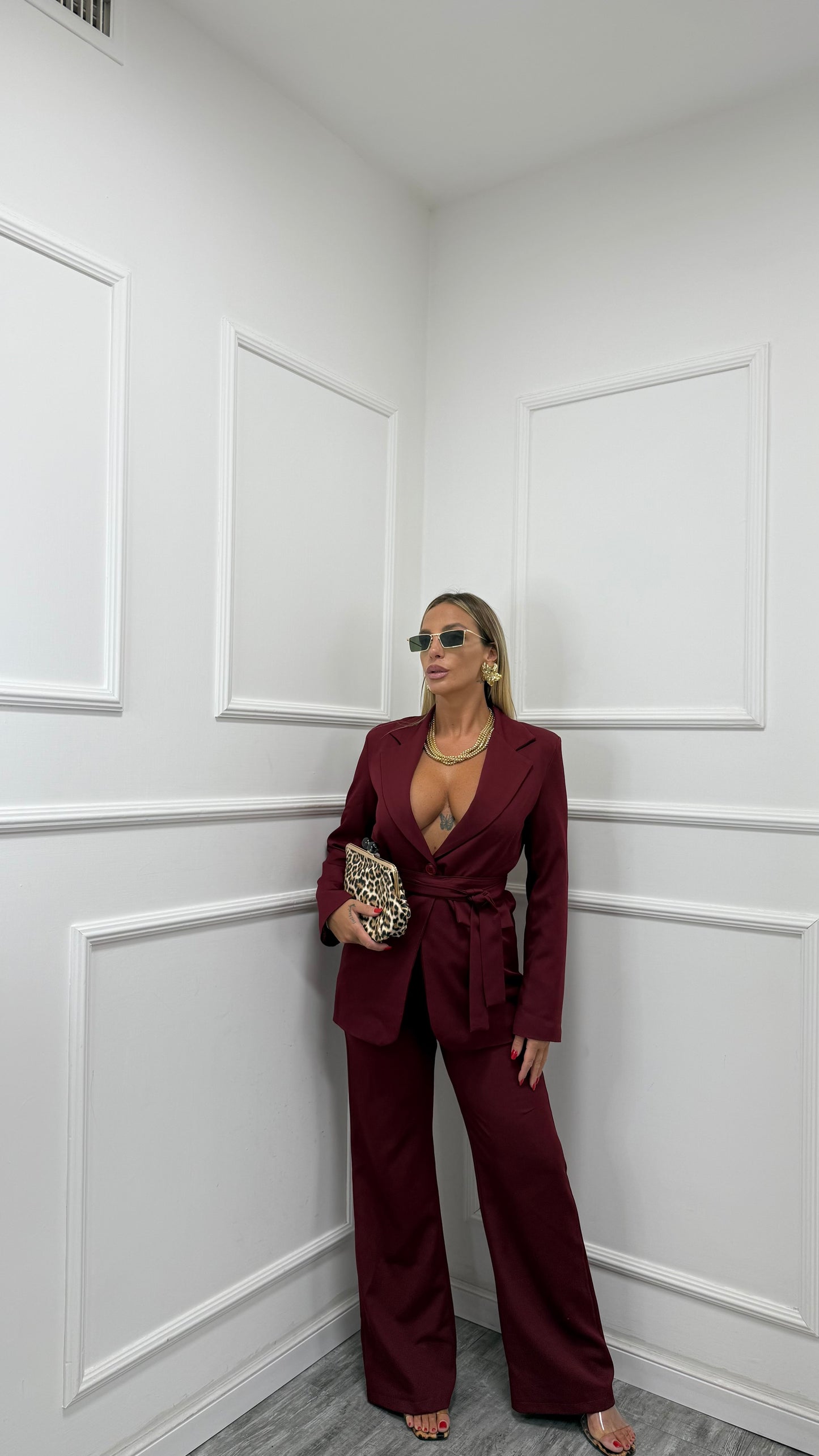 Tailleur con fusciacca Venice bordeaux 8576