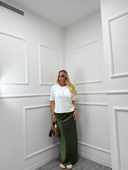 Longuette in satin Élite verde oliva 2419