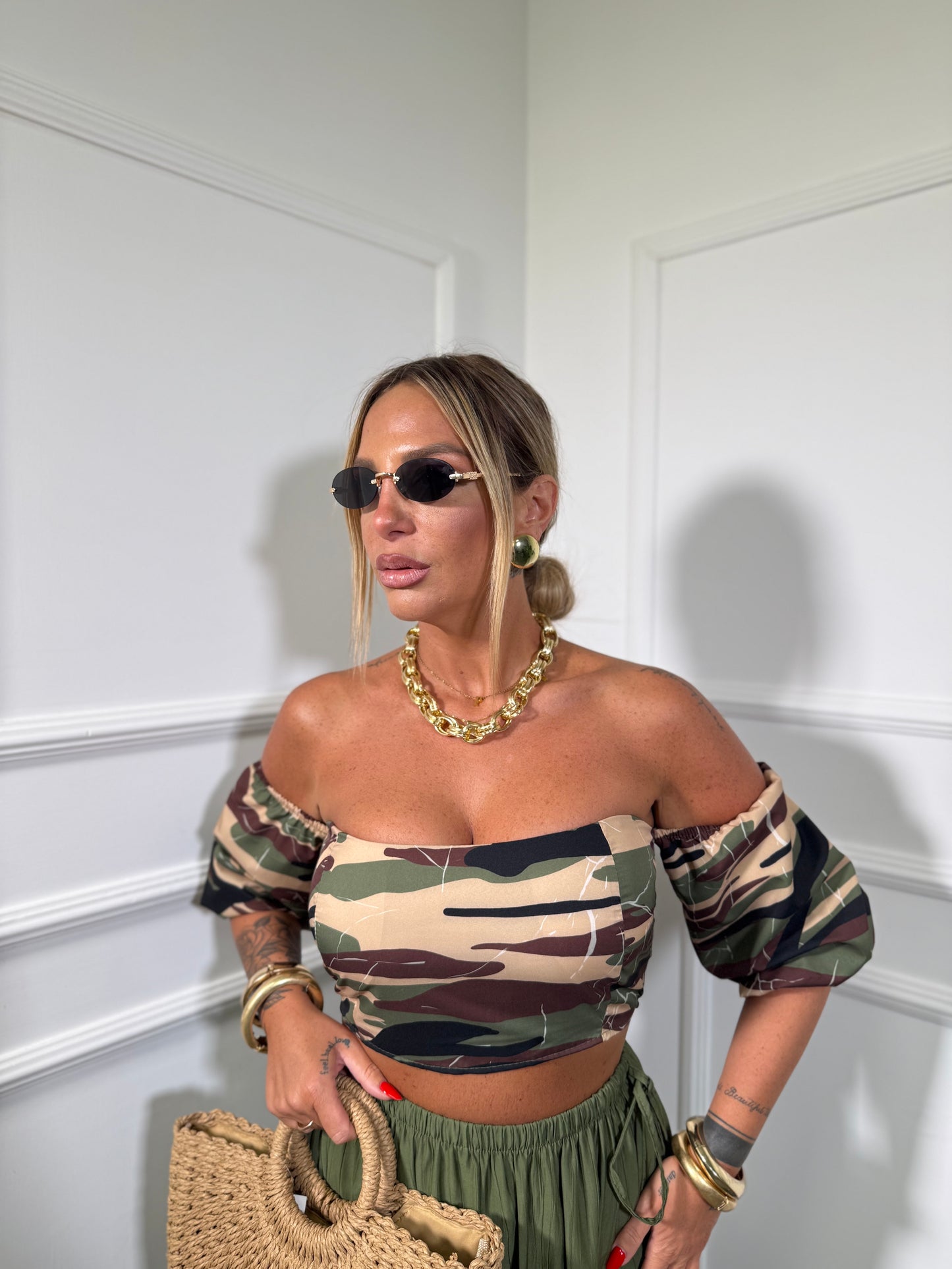 Top scollo a barca militare Amelí militare 30688