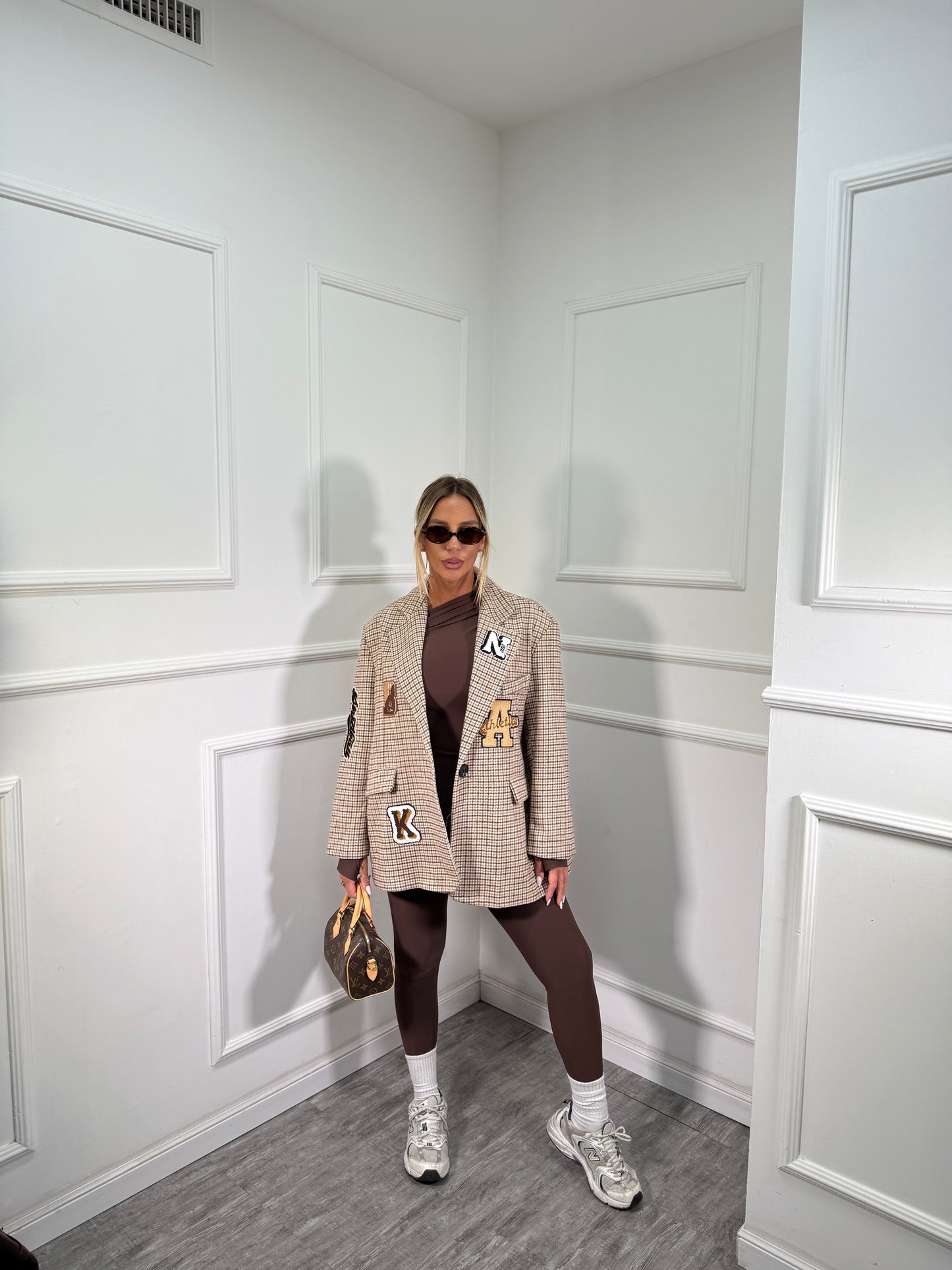 Blazer lana cotta in tweed Patchwork camel 1506087