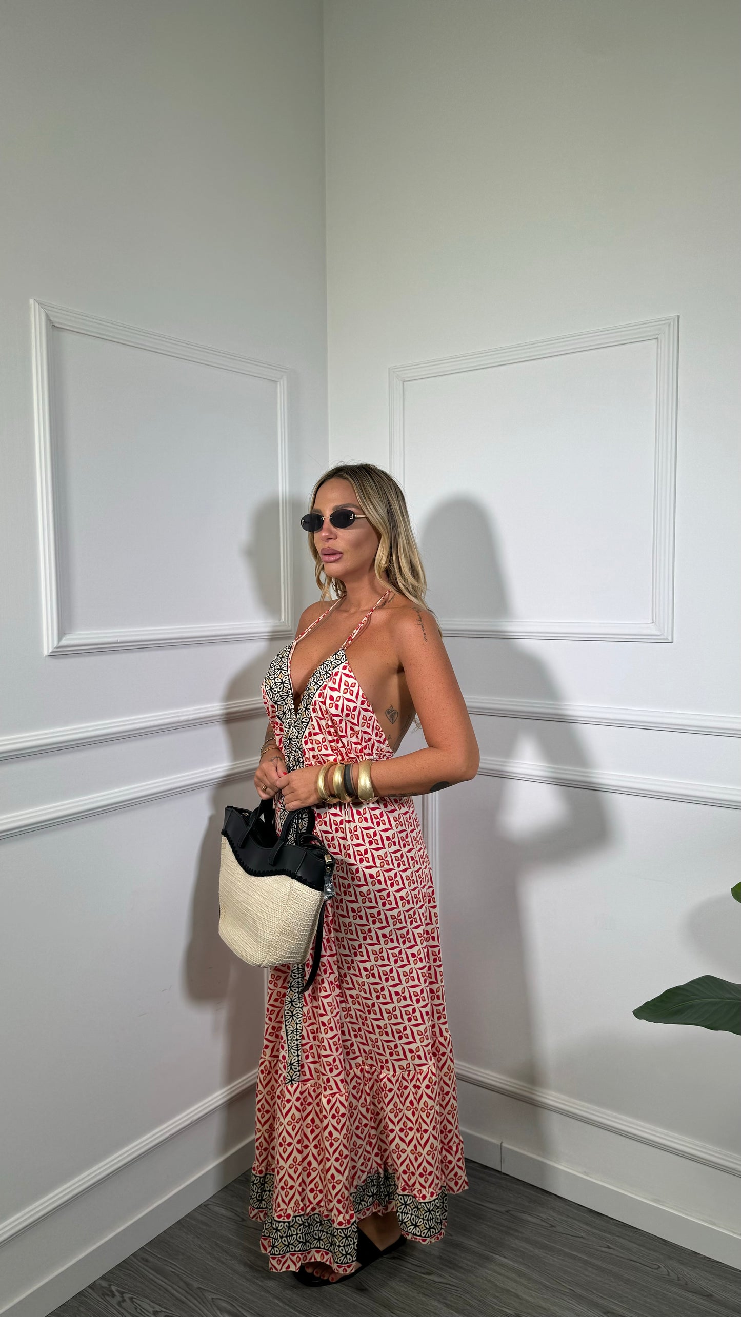 Abito scollo sul retro Gipsy fantasia rossa 19-190