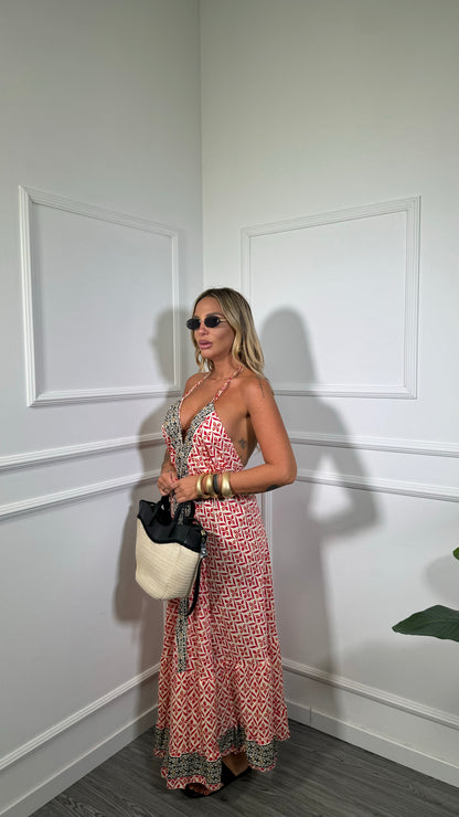 Abito scollo sul retro Gipsy fantasia rossa 19-190
