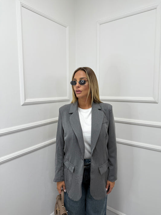 Blazer con spalline Classic slim grigio m11035