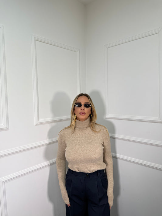 Maglioncino collo alto in lana cotta Everyday cappuccino g091