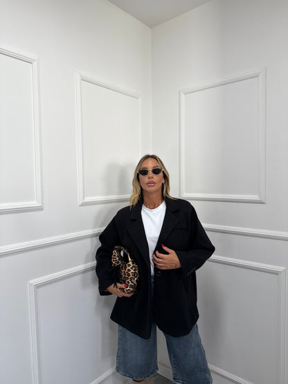 Blazer coat in panno oversize Must Have nero 22305