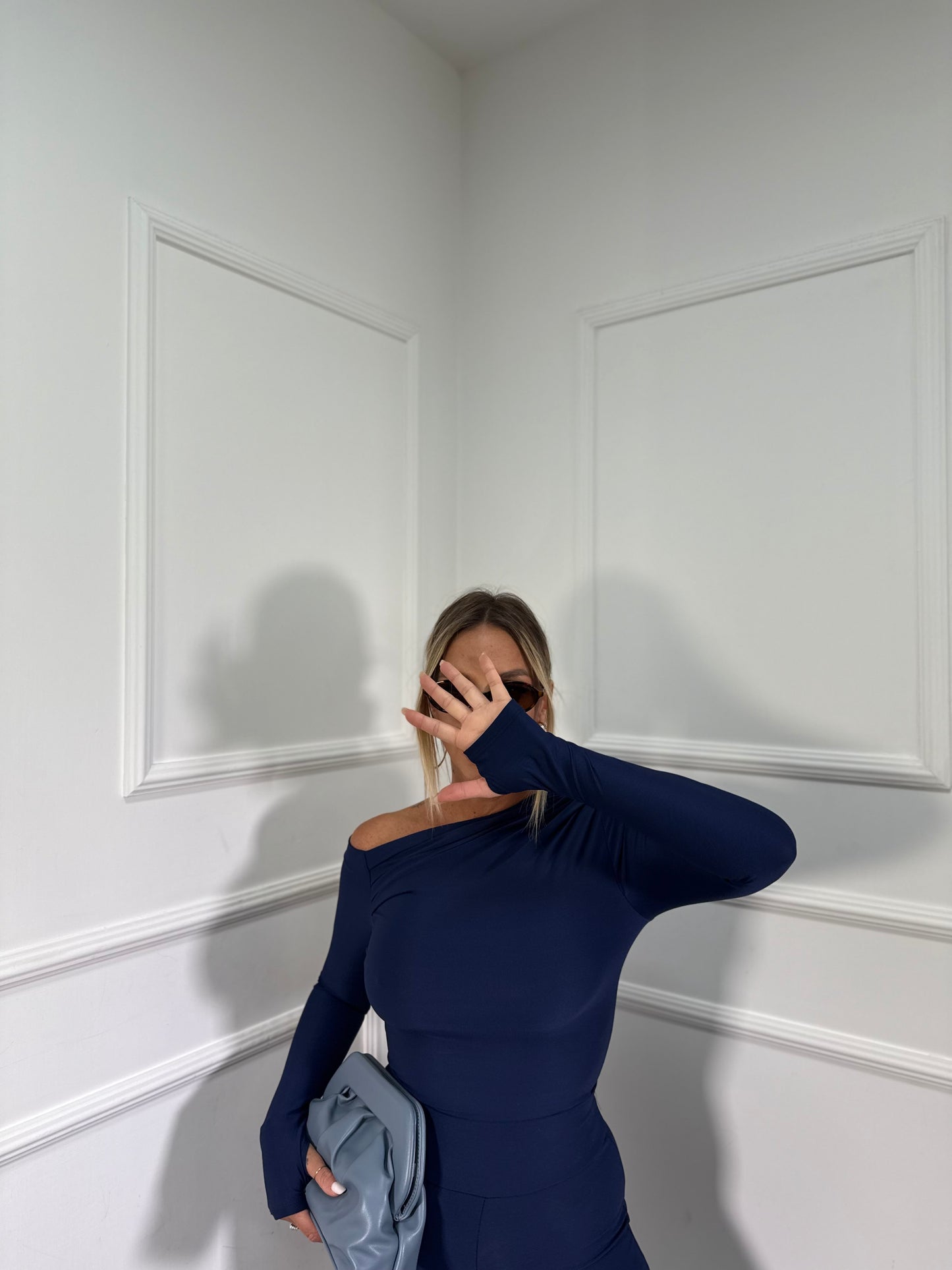 Coordinato in lycra Elly blu navy 6136