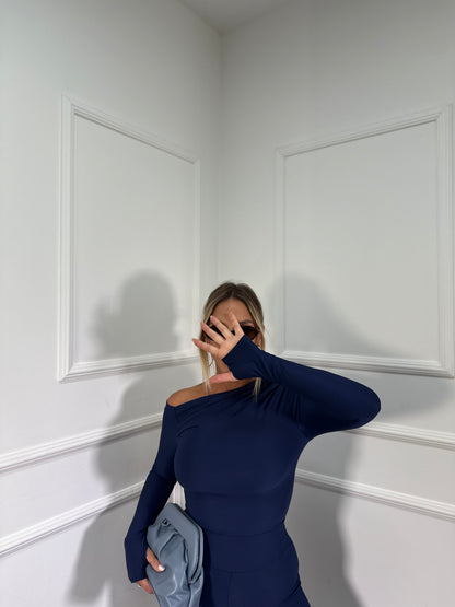 Coordinato in lycra Elly blu navy 6136