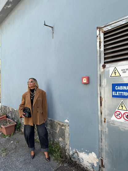 Blazer oversize eco camoscio Ambra camel  240338 by lumina