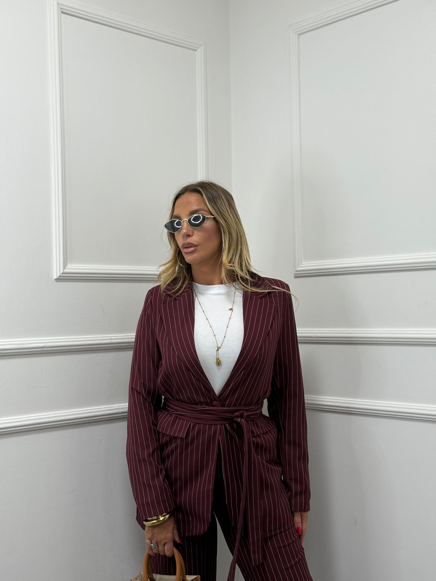 Tailleur gessato Camy vinaccia 30575