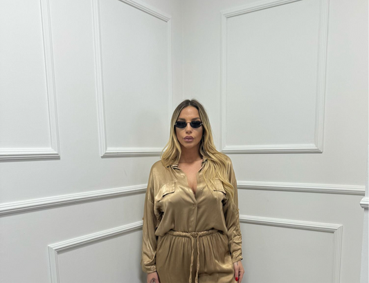 Camicia in raso Micaela camel