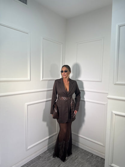 Longuette in tulle elastico cioccolato 19365