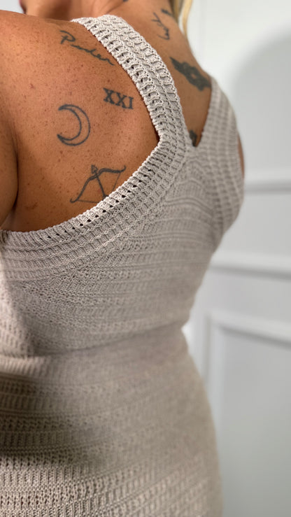 Abito midi in filo Skin taupe