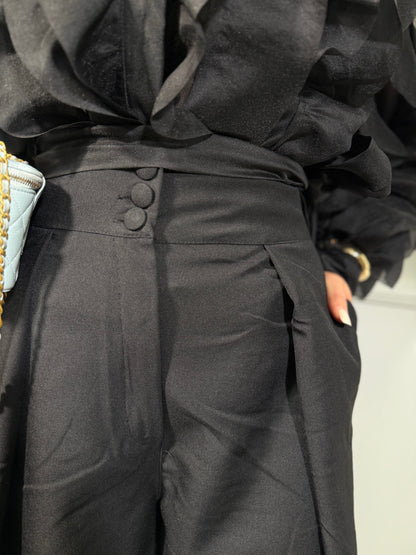 Pantaloni palazzo con bustino Nathan nero m16090