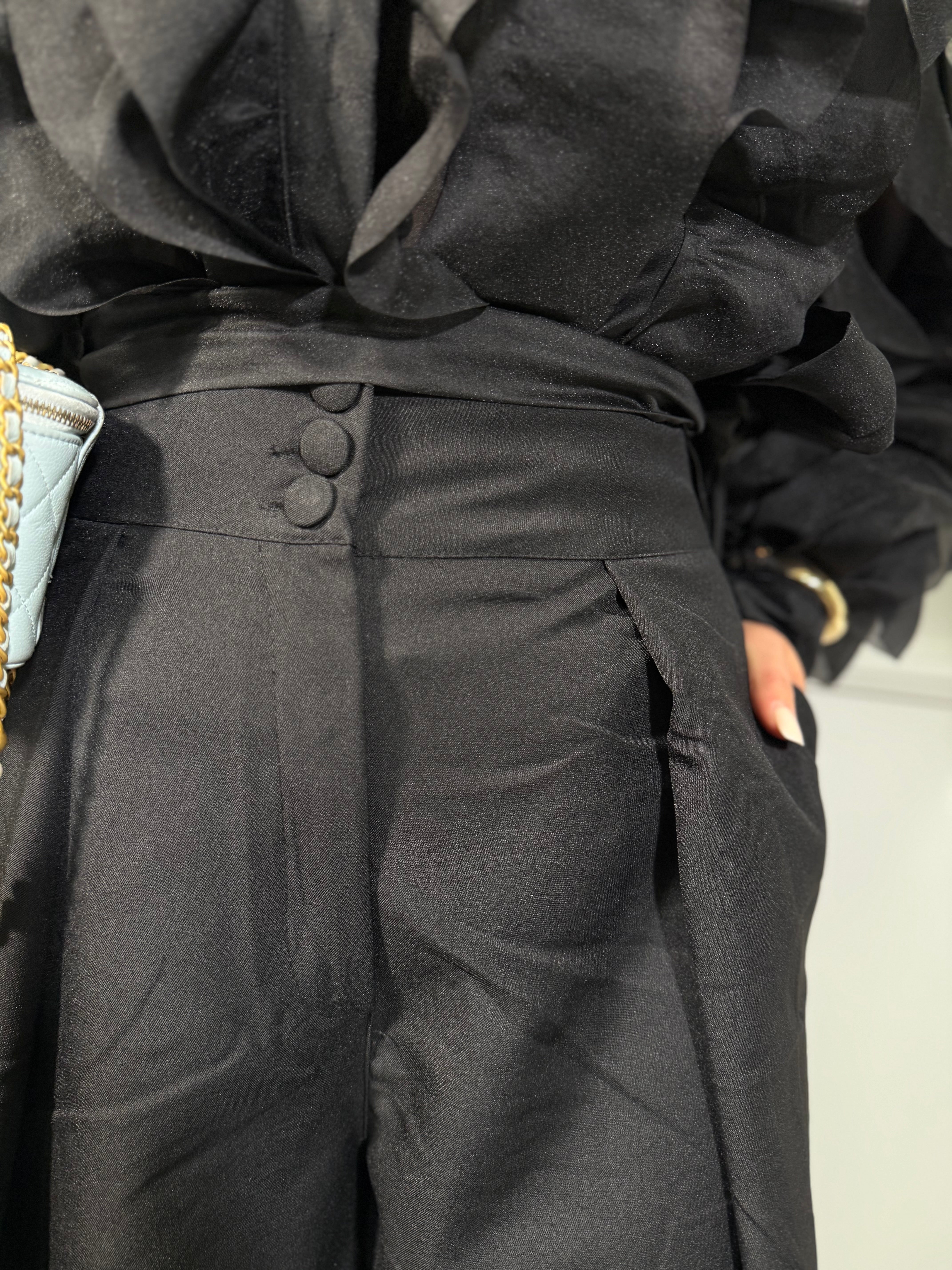 Pantaloni palazzo con bustino Nathan nero m16090