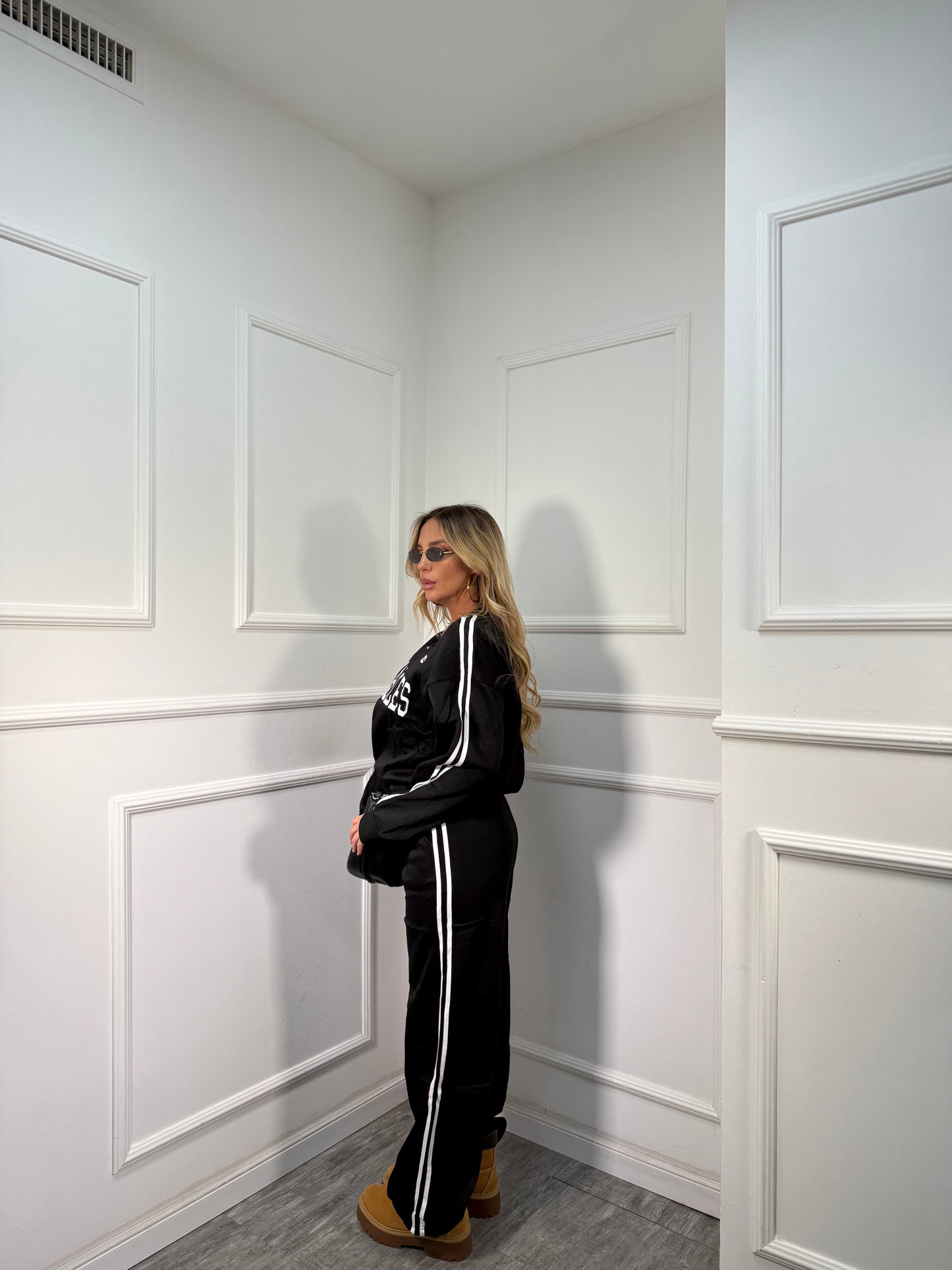 Coordinato in tuta Los Angeles nero rt723