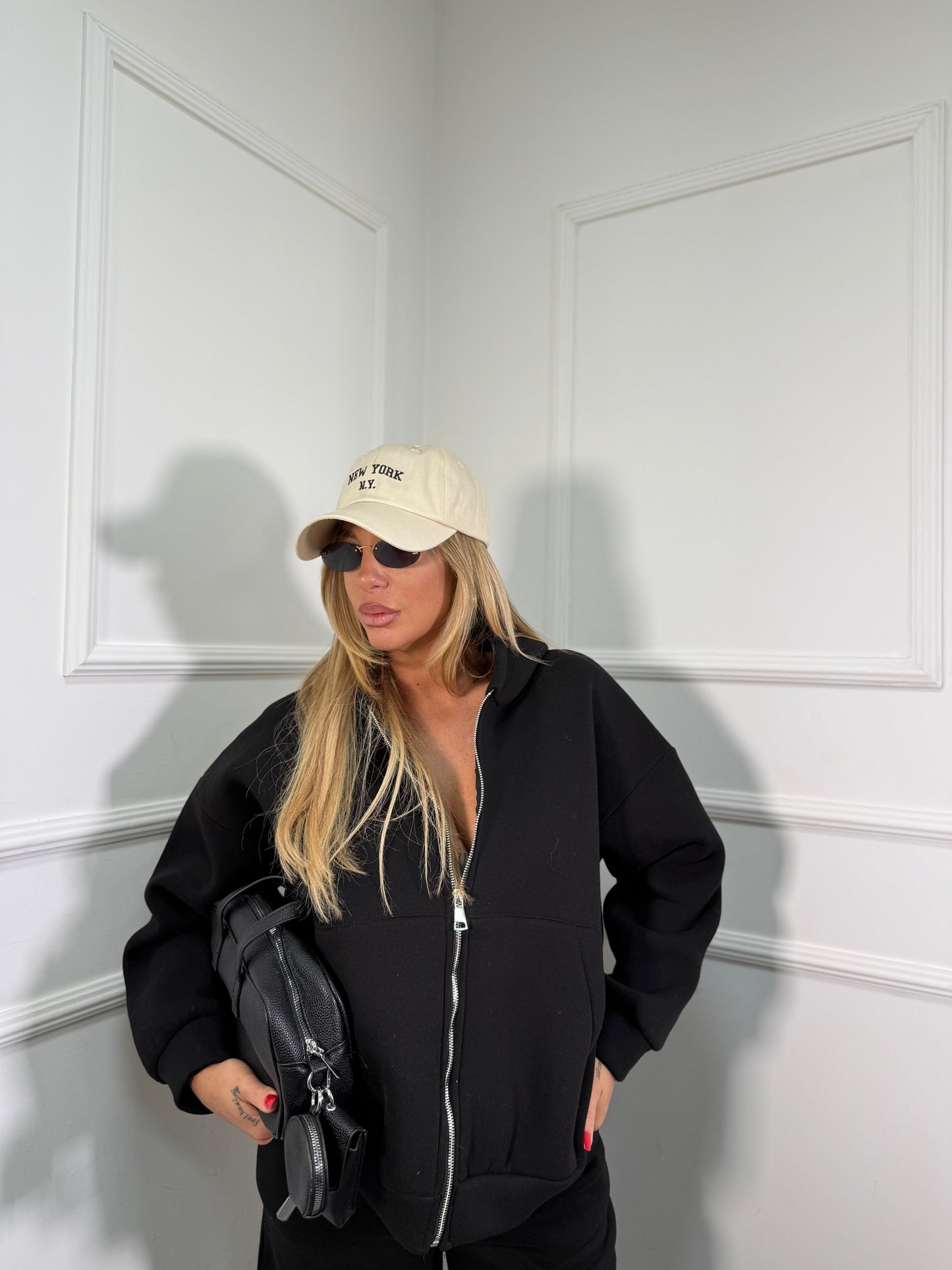 Coordinato tuta in pile Walking nero 22656