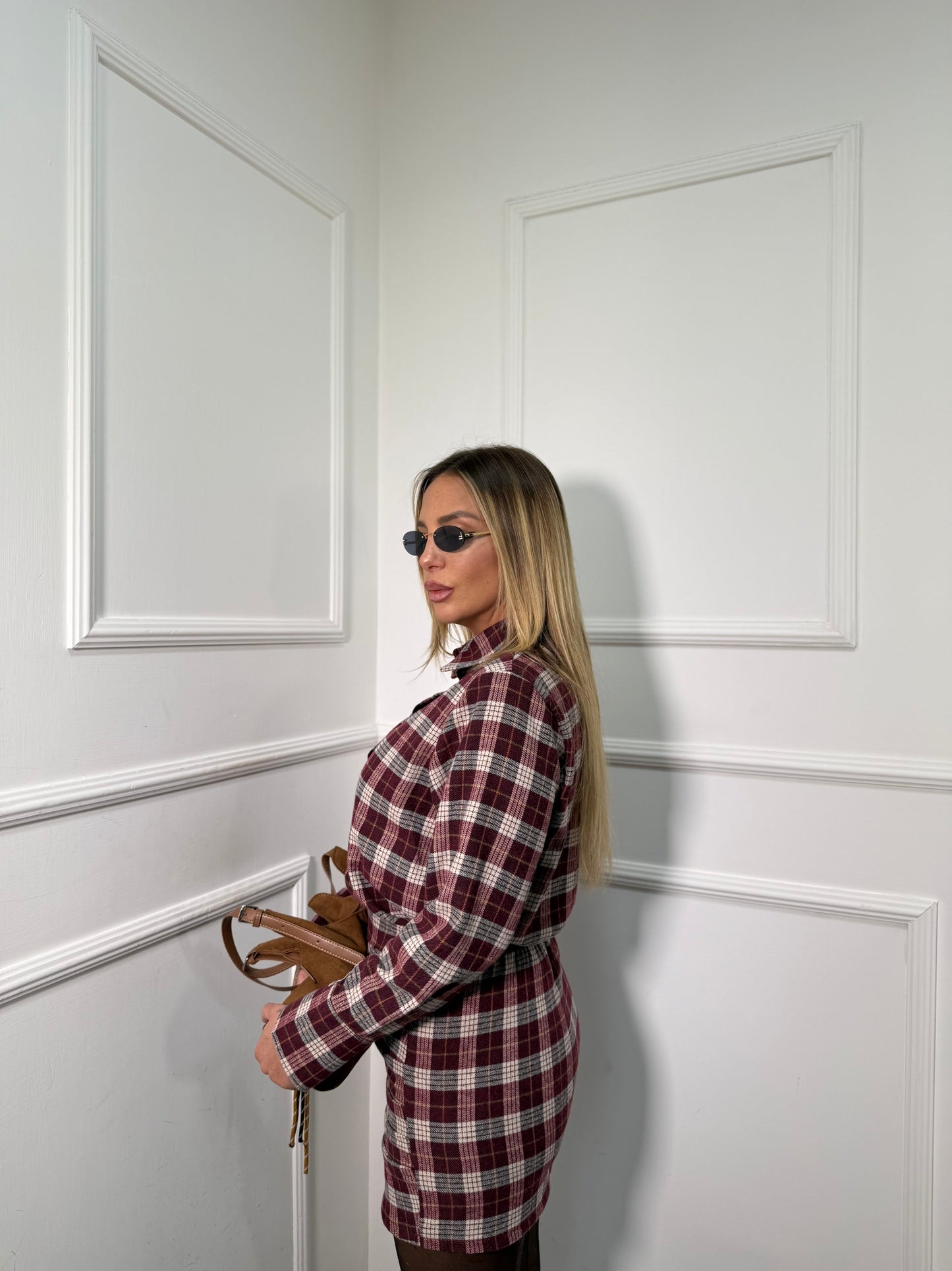 Coordinato in flanella a quadri Telma bordeaux 6820