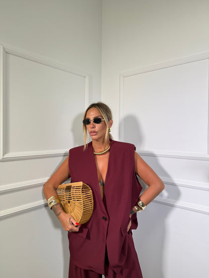 Tailleur con bermuda (curvy) Karol bordeaux 10055