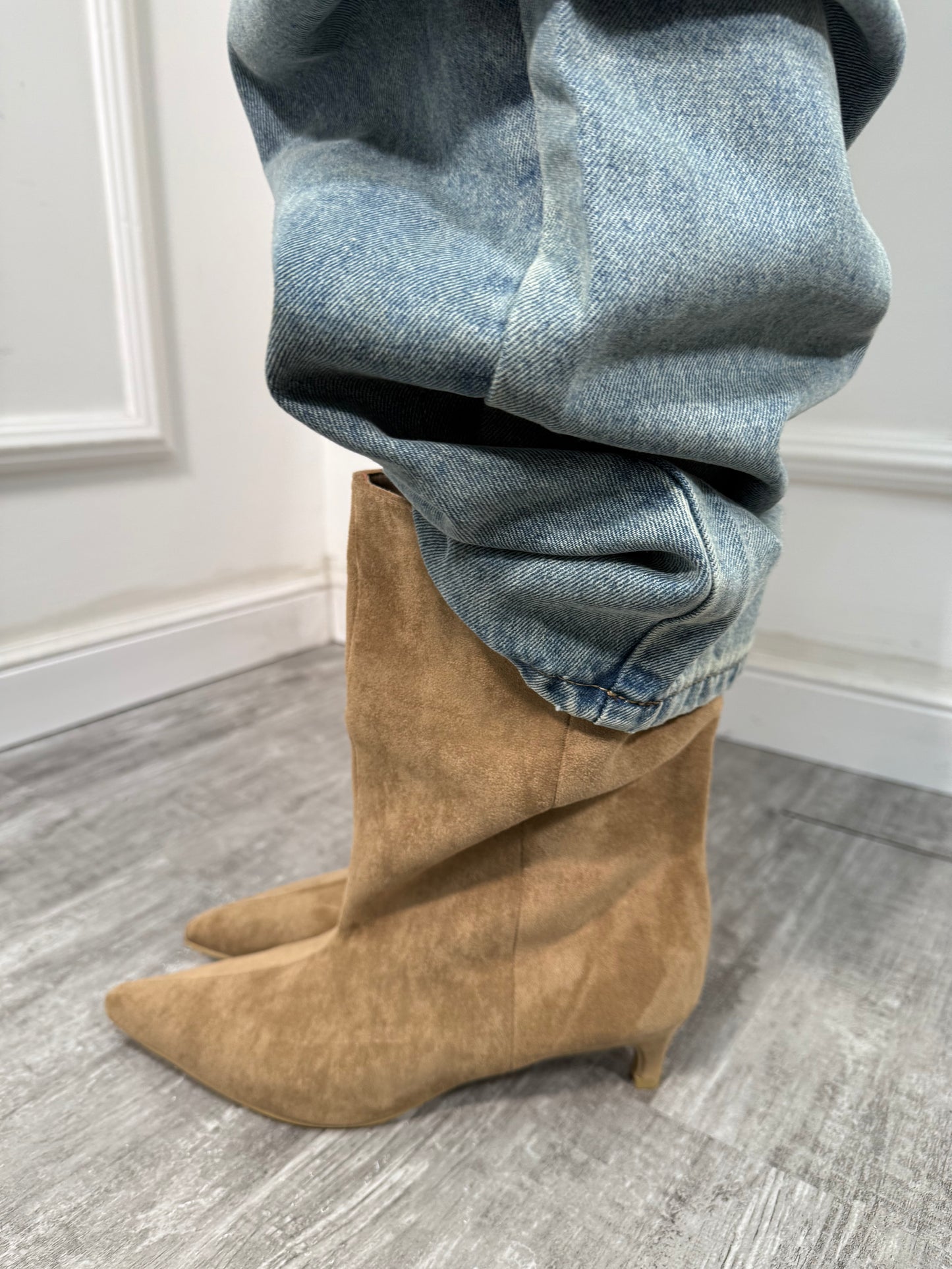 Stivali eco camoscio beige 788-259