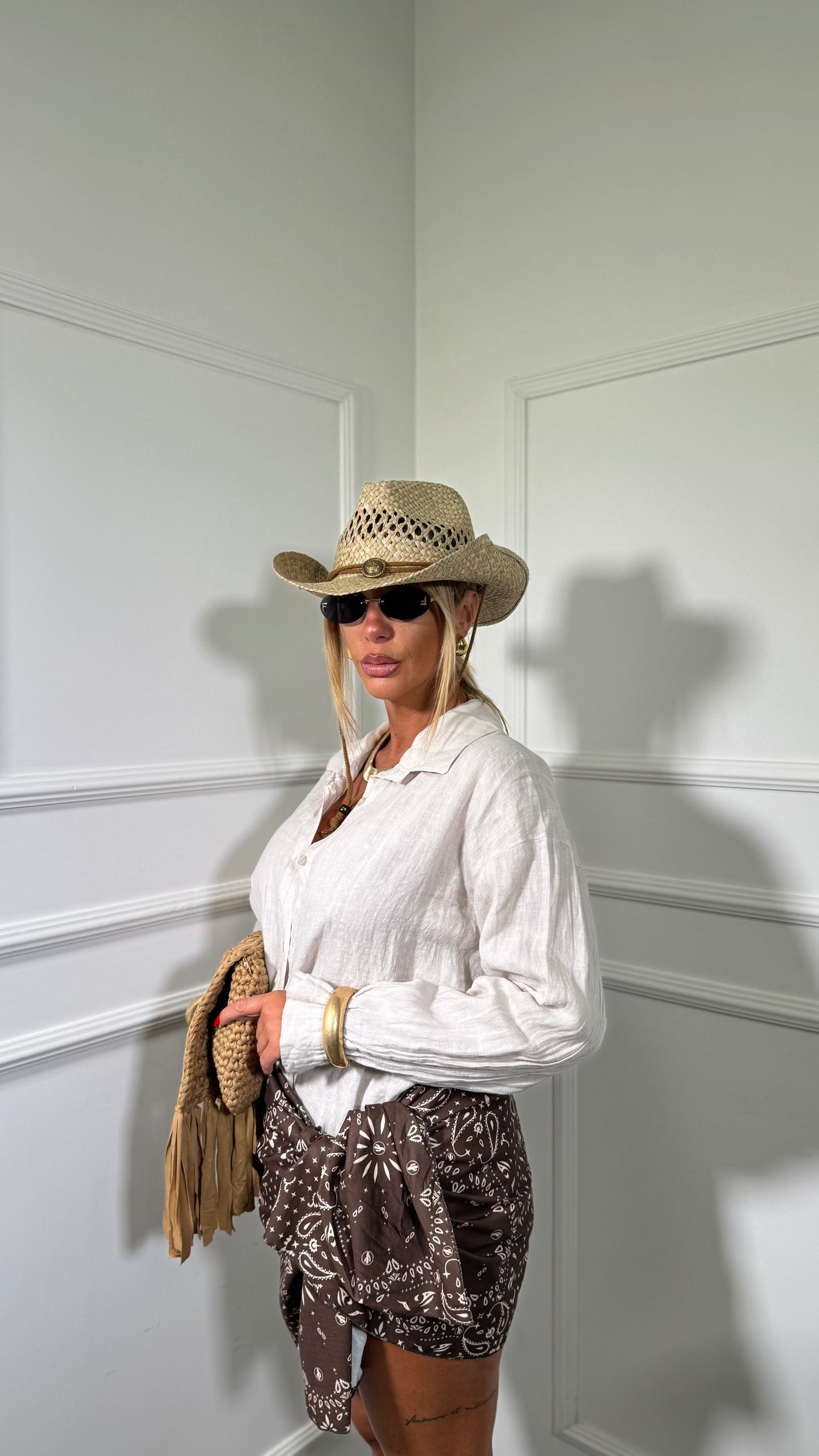 Gonna pareo bandana (curvy) marrone 2450402p