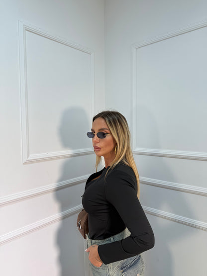 Body con zip modellante nero bzm022