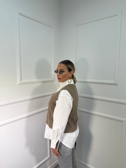 Camicia con cardigan Polly camel 17169