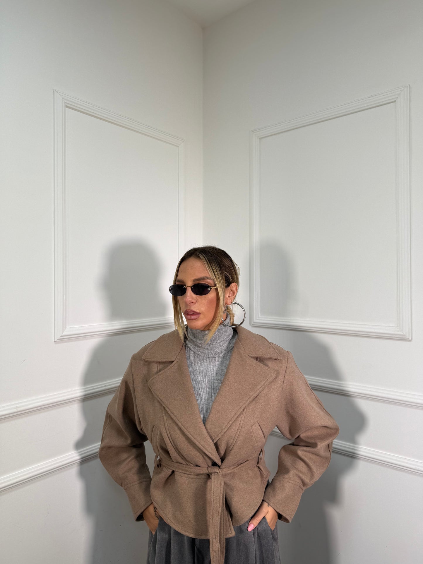 Trench crop in panno Miranda camel 6801