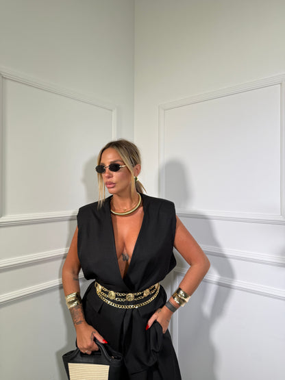 Tailleur con bermuda (curvy) Karol nero 10055