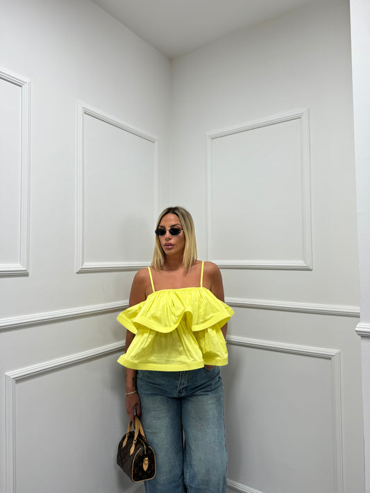 Top doppia balza giallo