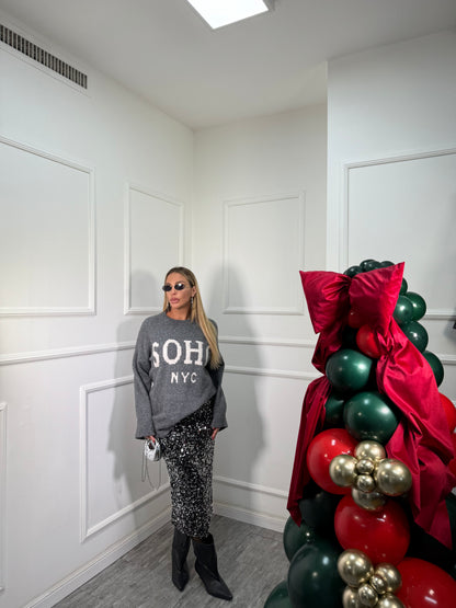 Longuette in paillettes Polvere di Stelle nera 3018