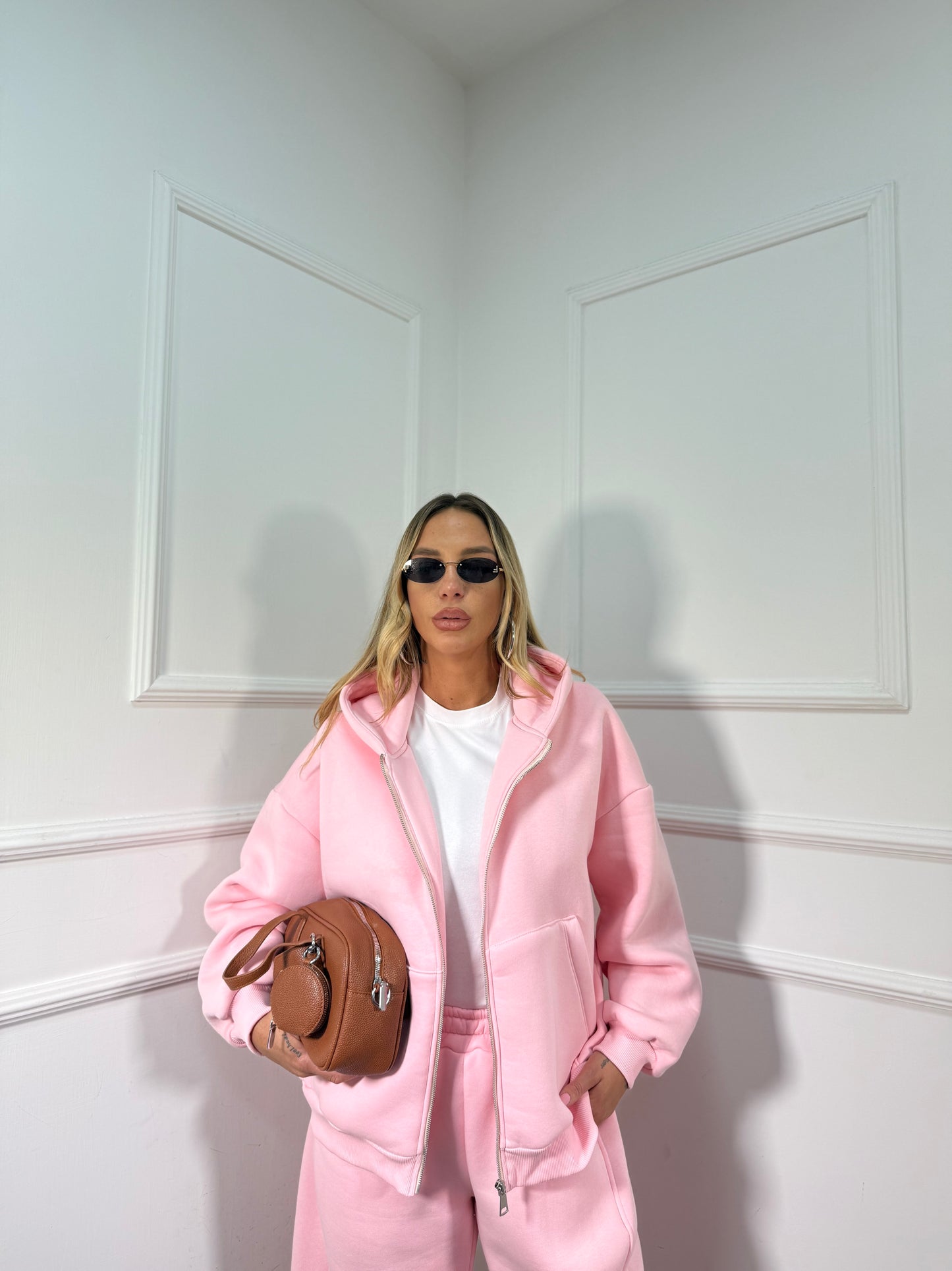 Coordinato in tuta Magnolia rosa candy by justwest 12601p