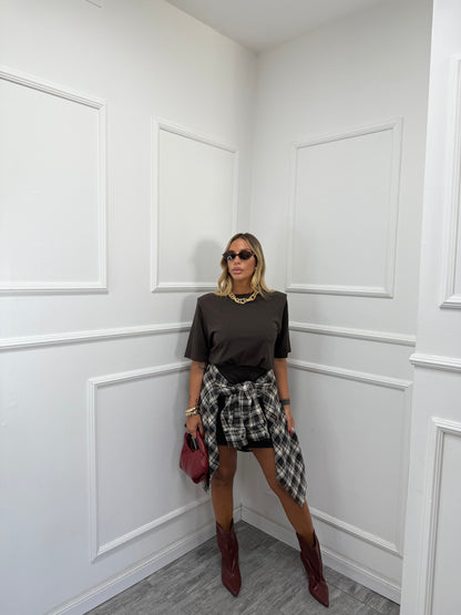 Maxi t-shirt con spalline Iconic cioccolato 3368