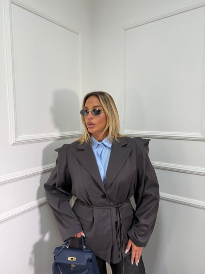 Blazer con spallina strutturata grigio antracite gi50785