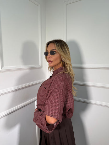 Camicia con manicotti Nevada bordeaux c81117