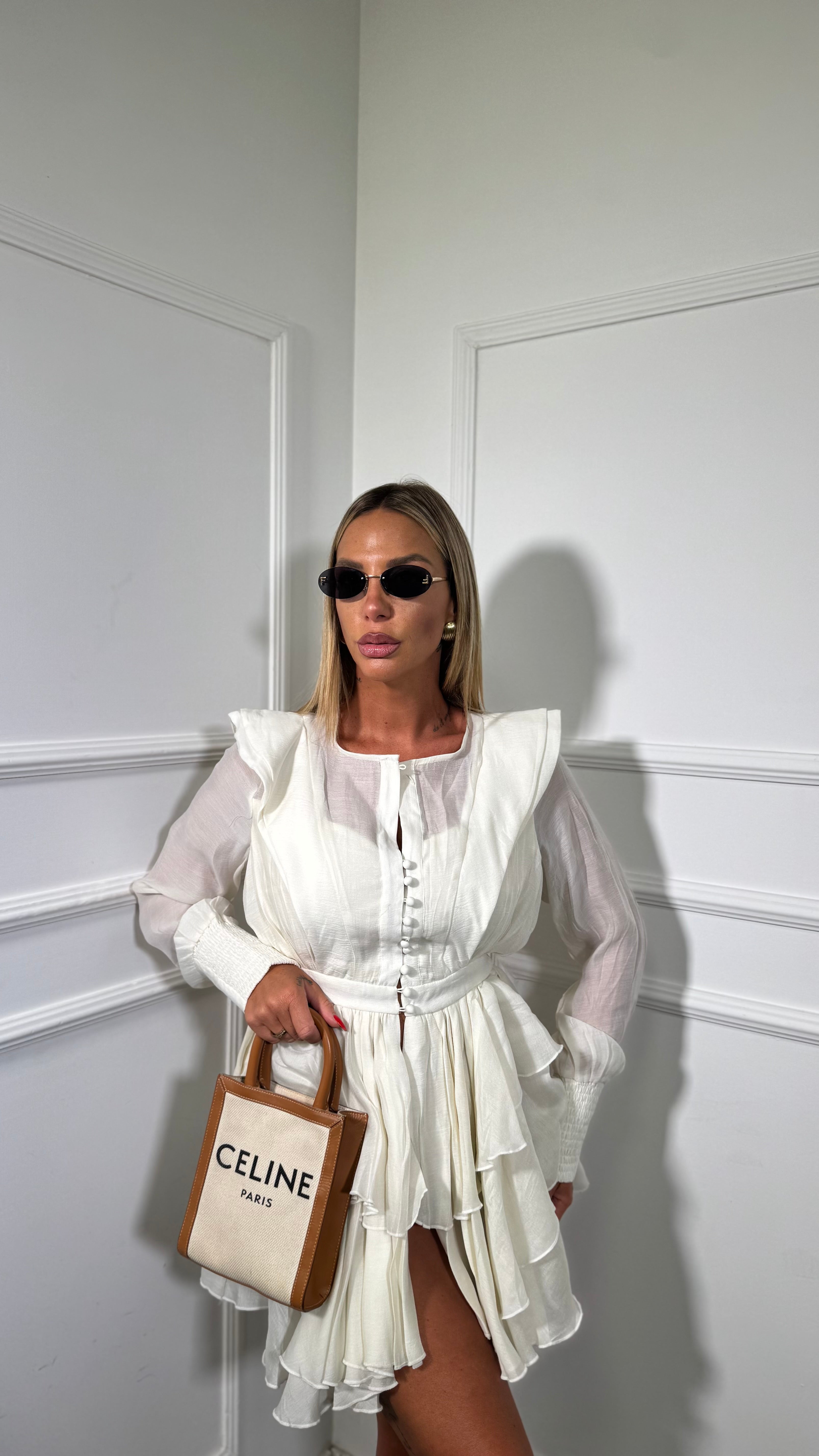 Abito blusa in chiffon Isabelle panna