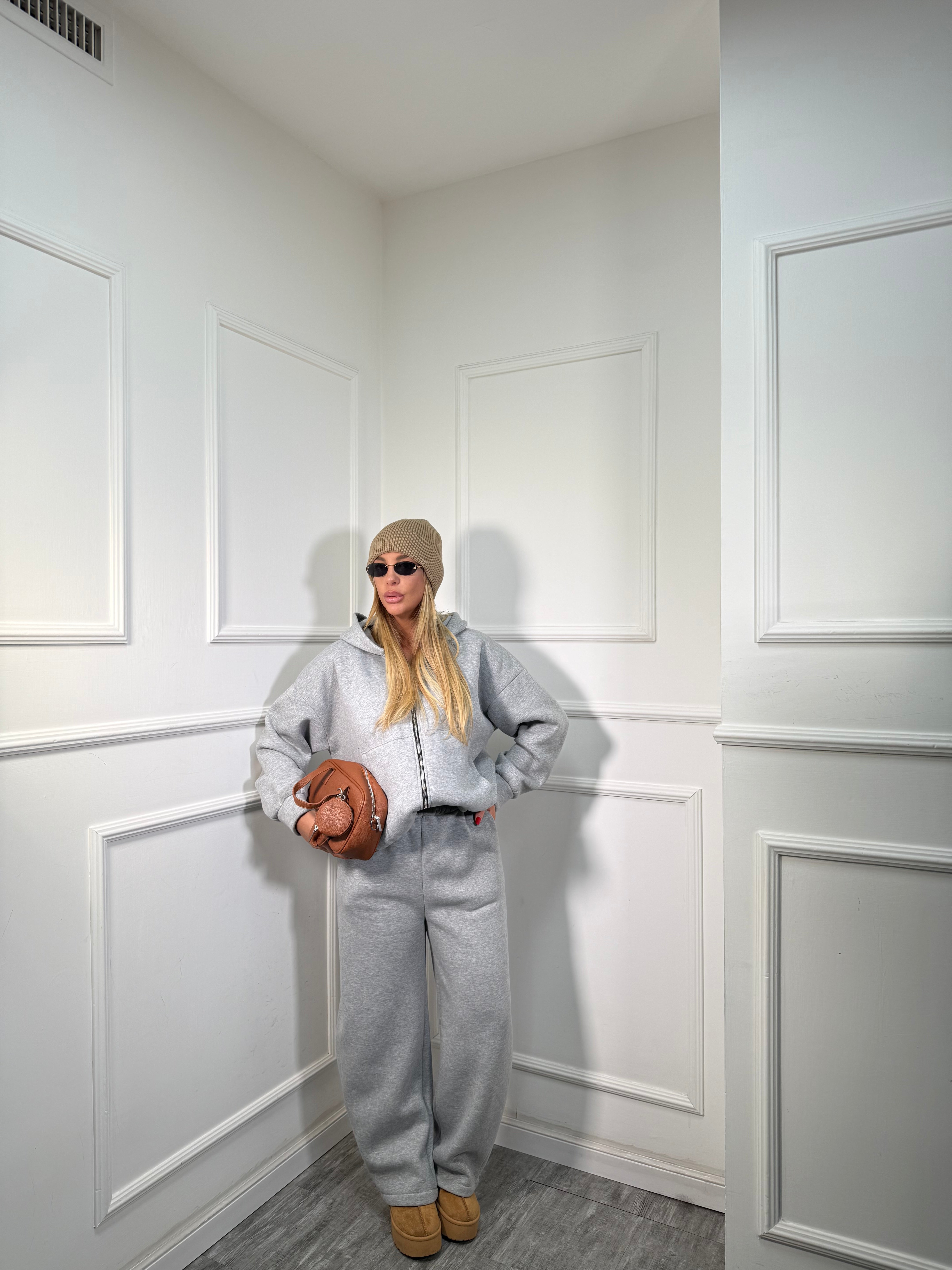 Coordinato tuta in pile Walking grigio 22656