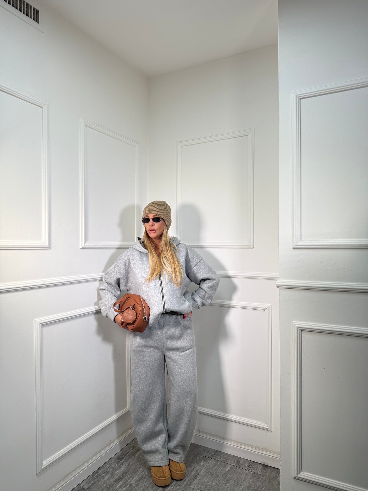 Coordinato tuta in pile Walking grigio 22656